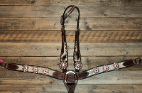 Breastcollar/Headstall Set; Pink Bling