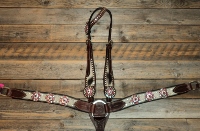 Breastcollar/Headstall Set; Pink Bling