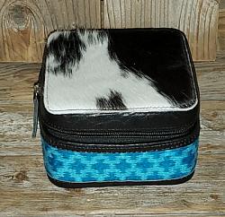 cowhide and turquoise jewelry box