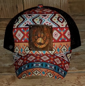 hat aztec print criss cross ponytail shoe paw