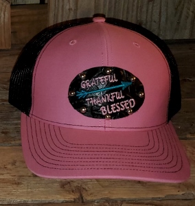 Hat Pink Richardson Leather patch Grateful