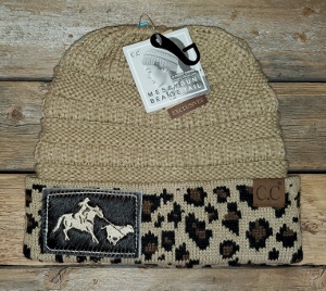 Beanie CC Tan Cheetah Messy Bun Breakaway