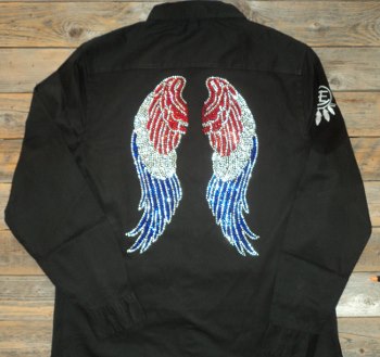 Rodeo Shirt; Patriotic Crystal Wings