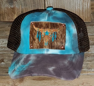 hat CC blue tiedye crisscross ponytail steerhead