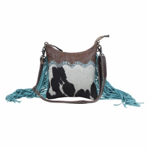 Purse leather hair on hide fringe