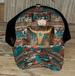 hat Steer print ponytail barrel steer head1