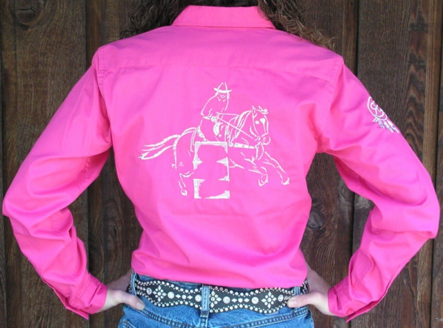 Details about   Ladies Peach Eyelet Lattice Show Barrel Racing Rodeo Rail Western Shirt SALE 